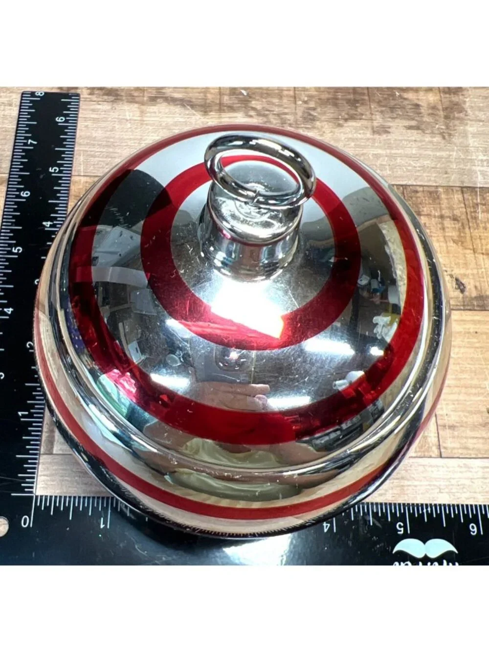 Decorative Striped Glass Candle Jar With Metallic Lid & Ornate Topper